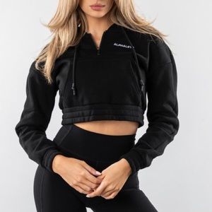 Alphalete black capital crop hoodie size XL